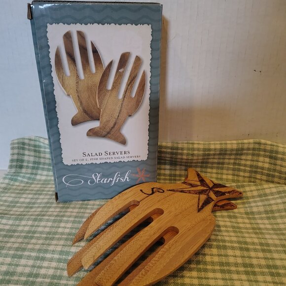 Compass themed Salad Servers - Hand decorated - Picture 1 of 4